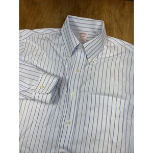 Brooks Brothers Madison Men's Long Sleeve Dress Shirt 16 34 Blue Striped